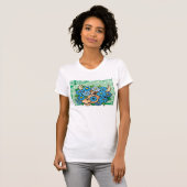 T-shirt Taurus floral avec fleurs bleues (Devant entier)