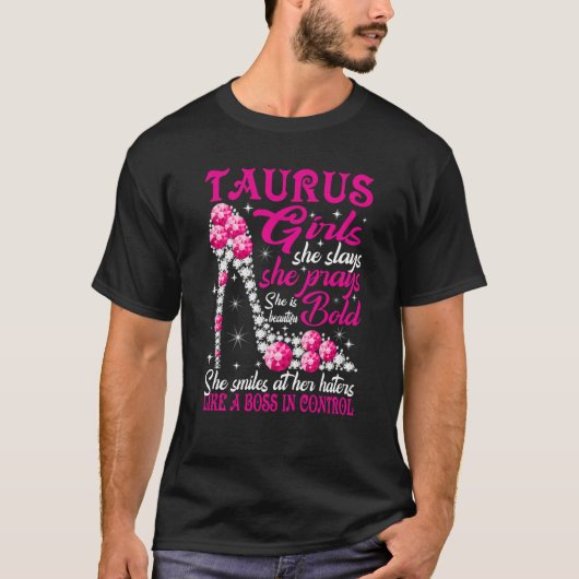 T-shirt Taurus Girl Like a Boss in Control chaussures en d (Devant)