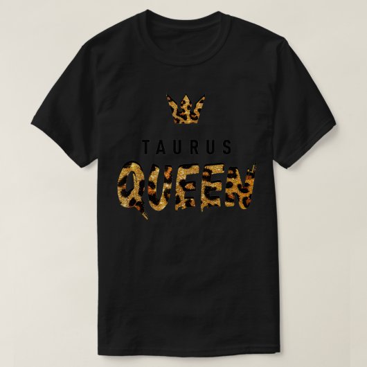 T-shirt Taurus Queen Leopard Cheetah Motif Astrologie Bi (Design devant)