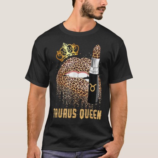 T-shirt Taurus Queen Leopard Lips Tee Taurus (Devant)