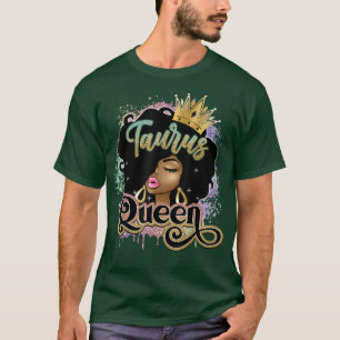 T-shirt Taurus Reine femme noire Afro cheveux naturels Afr