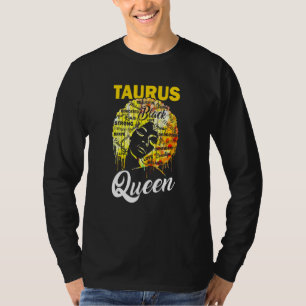 T-shirt Taurus Reine femme noire Afro cheveux naturels Afr
