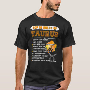T-shirt Taurus Zodiac Anniversaire Top 10 Règles De Taurus