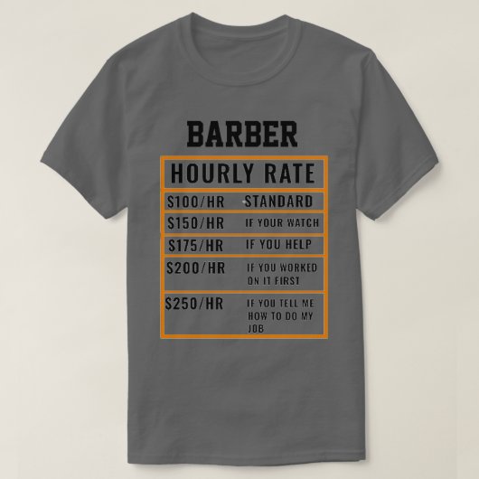 T-shirt Taux horaire du barbier (Design devant)