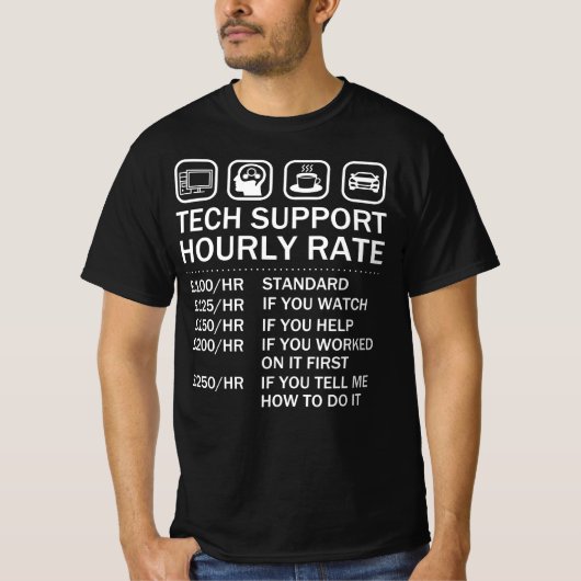 T-shirt Taux horaire du support technique, Geek de réparat (Devant)