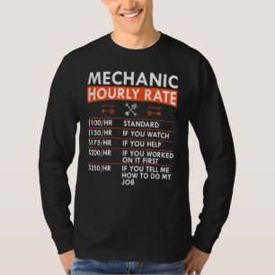 T-shirt Taux Horaire Mécanicien Clé Piston Garage Main-d'œ