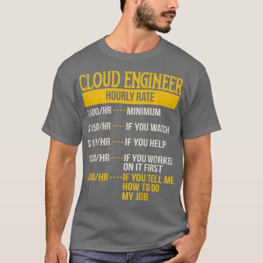 T-shirt Taux horaire pour les ingénieurs du cloud DevOps c (Devant)