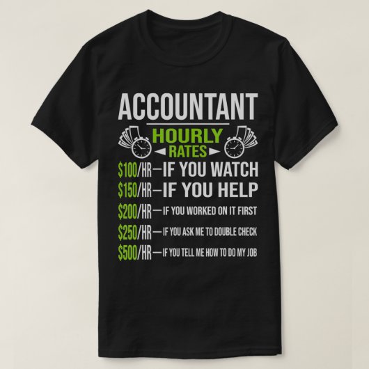 T-shirt Taux horaires comptables Comptabilité amusante CPA (Design devant)