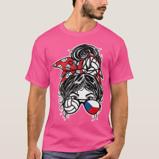 T-shirt Tchèque Messy Bun Hair Girl République Tchèque Vol