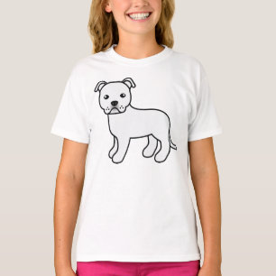 T-shirt Tchiak terrier de Staffordshire bull blanc dessiné