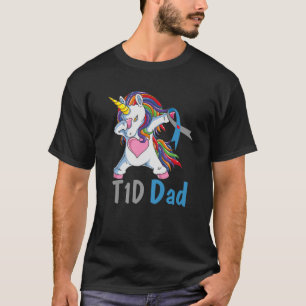 T-shirt TD1 Dad Dabbing Unicorn Type 1 Diabetes Awareness