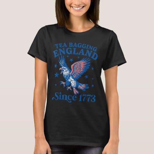 T-shirt Tea Bagging England Since 1773 Patriotic Eagle 4th (Devant)