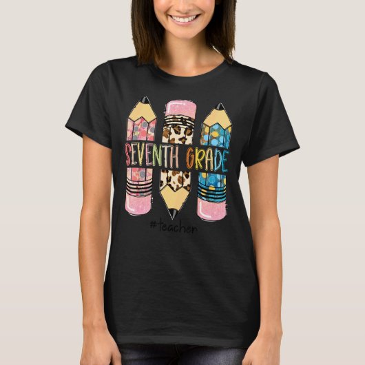 T-shirt Tea de 7e année Leopard Pencil de 7e année (Devant)