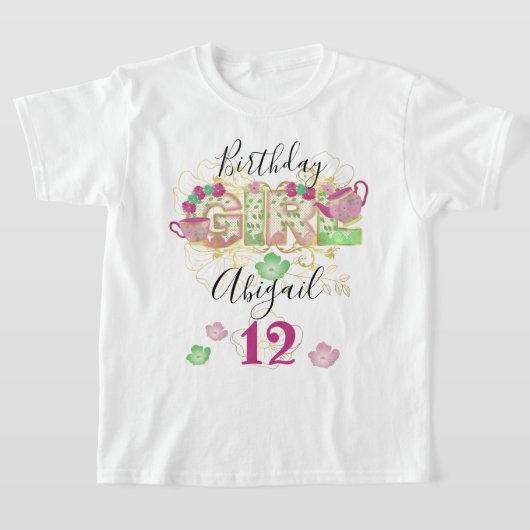 T-shirt Tea Party Anniversaire fille | Age floral (Poser)