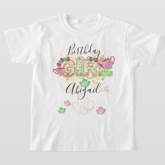 T-shirt Tea Party Anniversaire fille |Floral (Poser)
