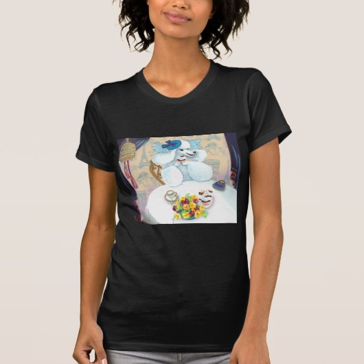 T-shirt Tea Party de caniche blanc (Devant)