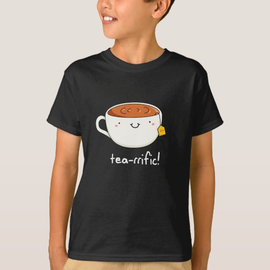 T-shirt Tea-rrific Funny Cup Of Tea Pun Dark BG (Devant)