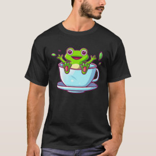 T-shirt Tea Time Frog Sipping and Hopping