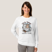 T-shirt Tea Time Meow Time - Cute Cat and Tea Design (Devant entier)