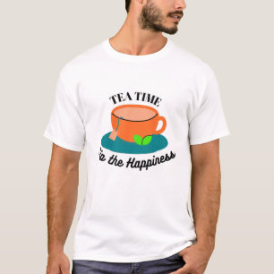 T-shirt tea time mignon tasse orange et feuilles verts