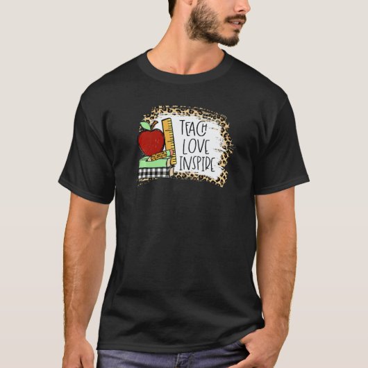 T-shirt Teach Love Inspire Leopard Cheetah Print 100 Days (Devant)