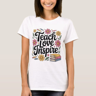 T-shirt Teach Love Inspire Tee Femme Professeur Élégant