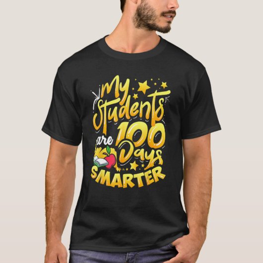 T-shirt Teacher 100th Day Of School 100 Days Smarter_1 (Devant)
