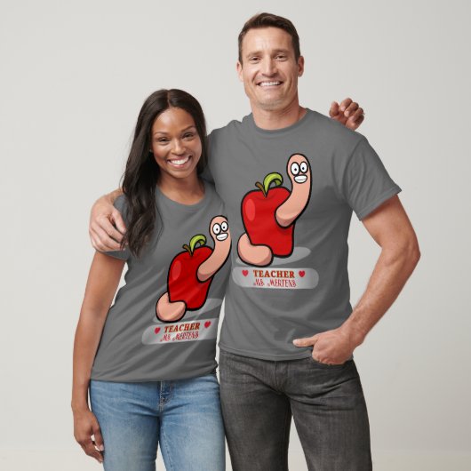 T-shirt Teacher Appréciation Worm dans Apple Ajouter Nom U (Unisexe)