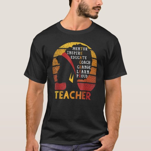 T-shirt Teacher Black History Month Afro African Prde Men  (Devant)