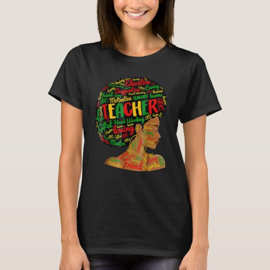 T-shirt Teacher Black History Queen Melanin Afro African P (Devant)