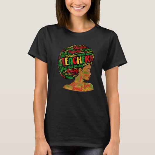 T-shirt Teacher Black History Queen Melanin Afro African P (Devant)