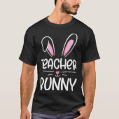T-shirt Teacher Bunny Happy Easter Day Men Women Matching  (Devant)