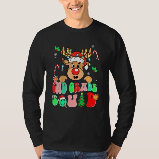 T-shirt Teacher Christmas Funny 2nd Grade Squad Reindeer G (Devant)