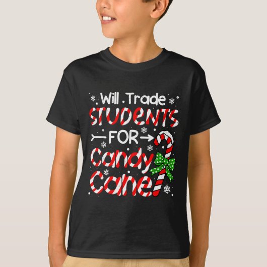 T-shirt Teacher Christmas Funny Will Trade Students For Ca (Devant)