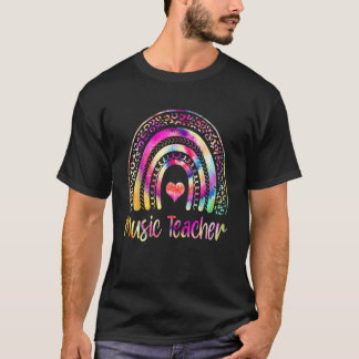 T-shirt Teacher De Musique Tie Dye Rainbow Retour À L'Écol
