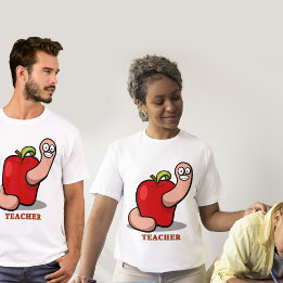 T-shirt Teacher Funny Worm dans Apple Award Unisex