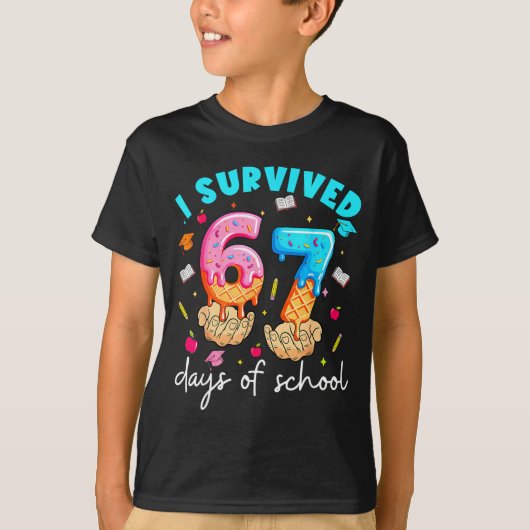 T-shirt Teacher I Survived 67 Days Of School Funny Meme Ba (Devant)