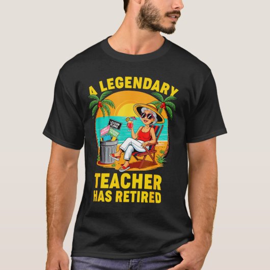 T-shirt Teacher Legend Has Retired 2025 Happy Retirement P (Devant)