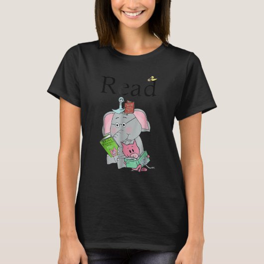 T-shirt Teacher Library Read Book Club Cute Elephant Read  (Devant)