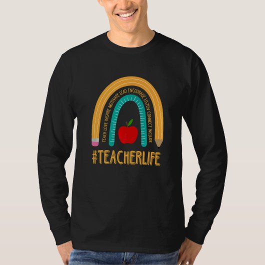 T-shirt Teacher Life Rainbow First Day of School for Teach (Devant)
