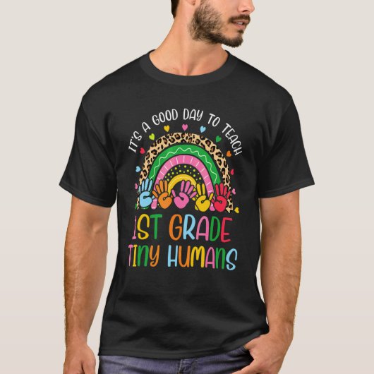 T-shirt Teacher Of Tiny Humans Leopard Rainbow Students Fi (Devant)
