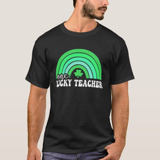 T-shirt Teacher Patricks Super Rainbow One Lucky Teacher (Devant)
