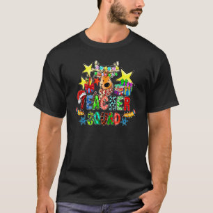 T-shirt Teacher Squad Leopard Reindeer Lumières de Noël Pè