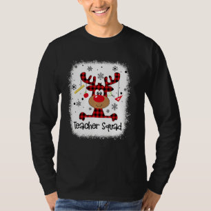 T-shirt Teacher Squad Reindeer Red Plaid Christma