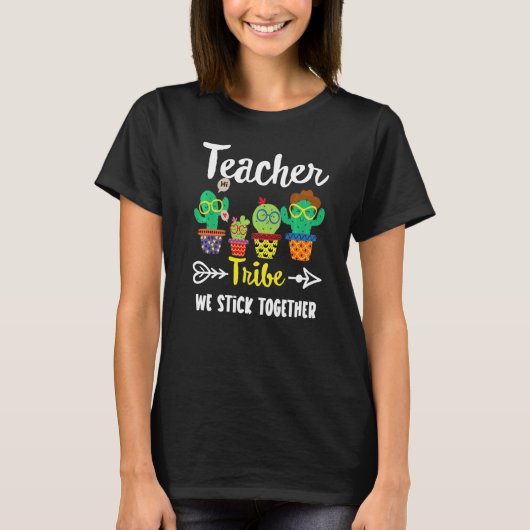 T-shirt Teacher Tribe École Cactus Crew Enseignant (Devant)