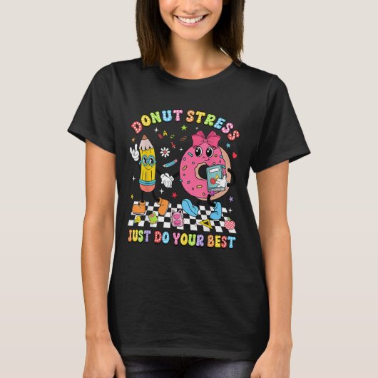 T-shirt Teachers Donut Stress Just Do Your Test Day Boys G (Devant)