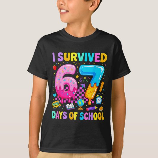 T-shirt Teachers Students 67 Days Of School Funny Meme Six (Devant)