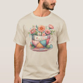 T-shirt Teacup Patchwork avec Fleurs Whimsical (Devant)