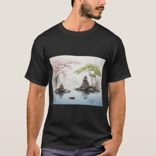 T-shirt Teacup Zen Stones Calme Brew Print Teacup