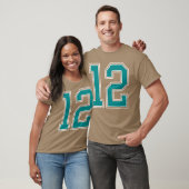 T-shirt Teal and White Number 12 Jersey Player Uniform 12  (Unisexe)